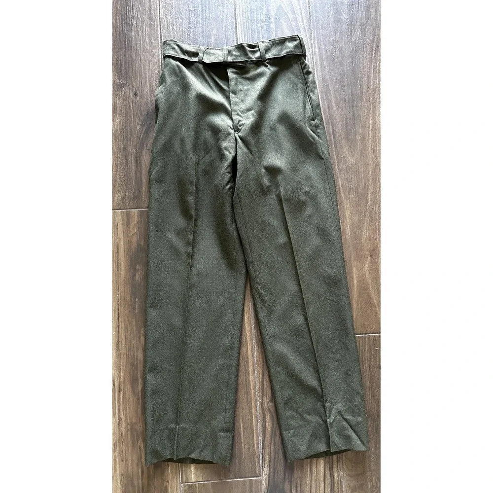 Vtg US Army Pants Mens‎ 31R Olive Green Wool Field Trousers OG108 50s Korean War